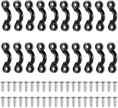 Kayak Pad Eye Kit, 20pcs Kayak Tie Down Loops Deck Rigging Kit - Nylon Padeye and Stainless Steel Screws for Canoe Boat Kayaking Accessories