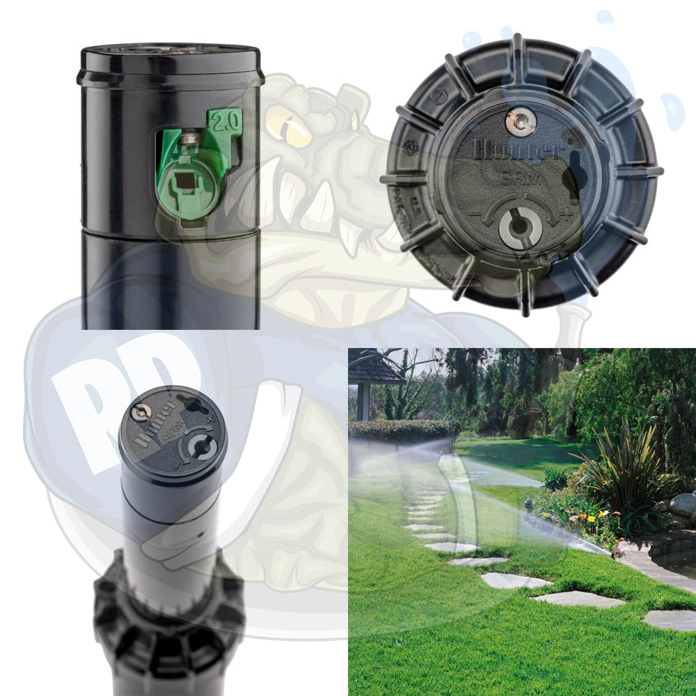 RIEGOPRO Pack 3 Aspersor SRM-04 Hunter. Alcance de 4 a 10,7 Metros. Conexión Rosca Hembra 1/2". Incluye Juego de Toberas y Llave de Ajuste