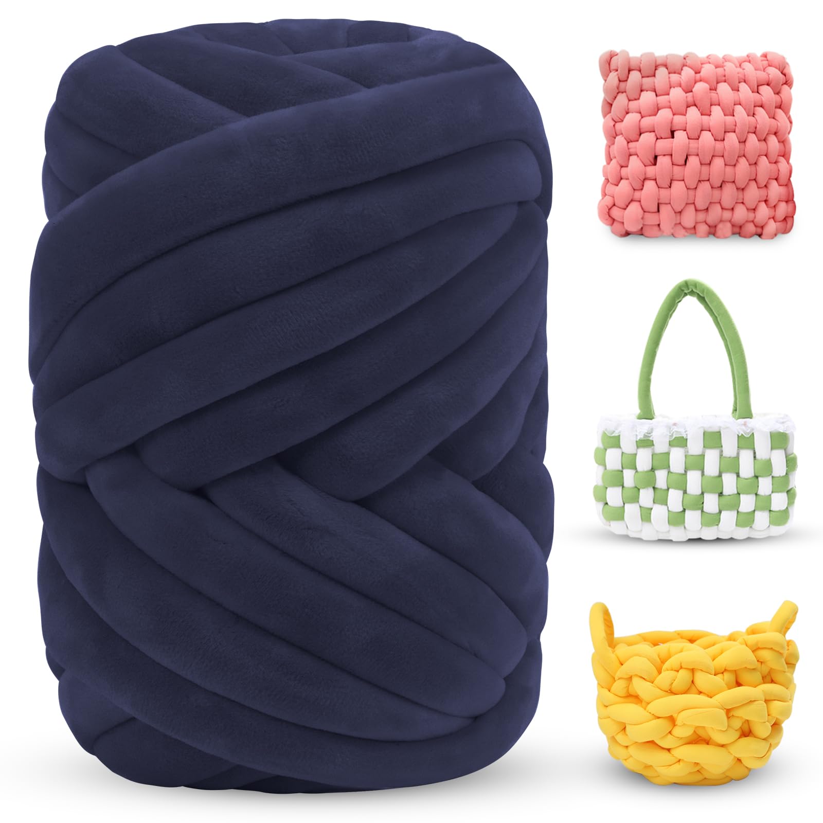 LEREATI Thick Chunky Yarn for Arm Knitting Jumbo Tube Soft Chunky Knit Blanket Velvet Yarn for Crocheting Handbags Hand Knitting Pet Bed Rugs Pillows Crafts (500g