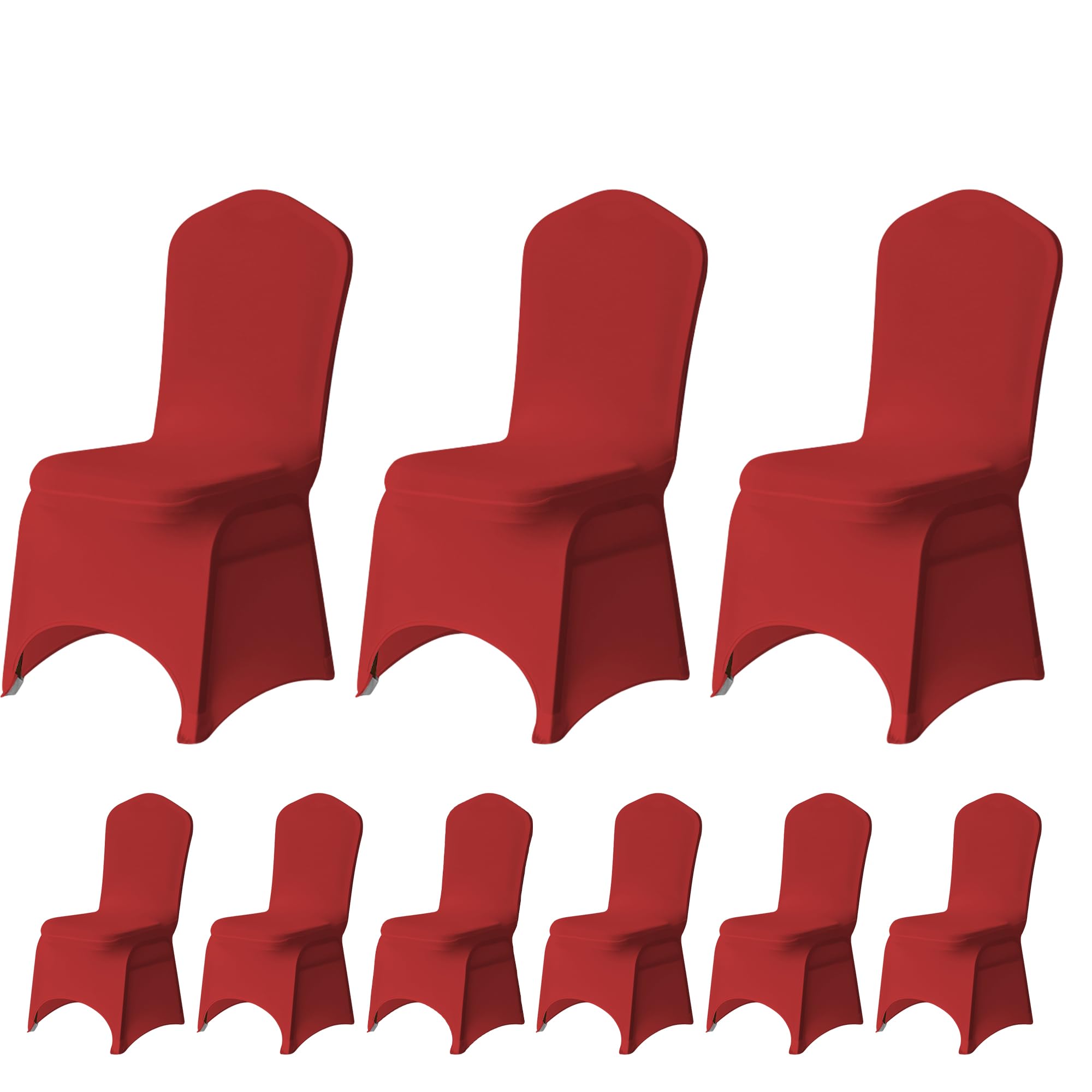 Trimming Shop 10pcs Red Wedding Chair Covers Stretch Slipcovers