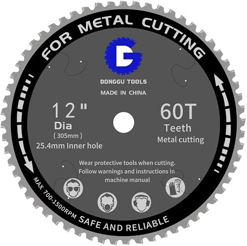 12 in Metal Circular chop Saw Blade for Evolution Saw Carbide Cutting Blade | 10/12/14 in 60T Circular Saw Blade with Cermet Teeth,Cool & Burr-Free Low-Spark Cuts,For Diablo & Evolution Metal Chop Saws