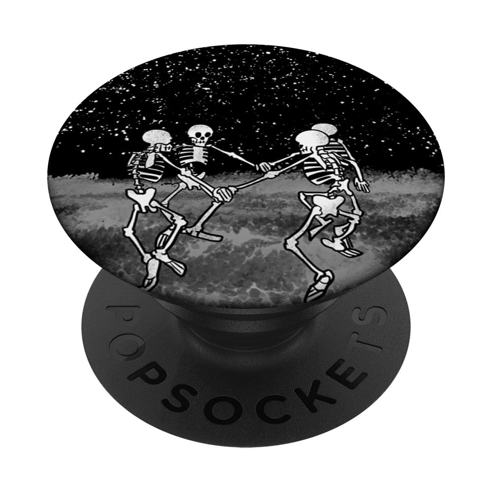 Skeletons Dancing Night Sky Cool Goth Aesthetic Halloween PopSockets Swappable PopGrip