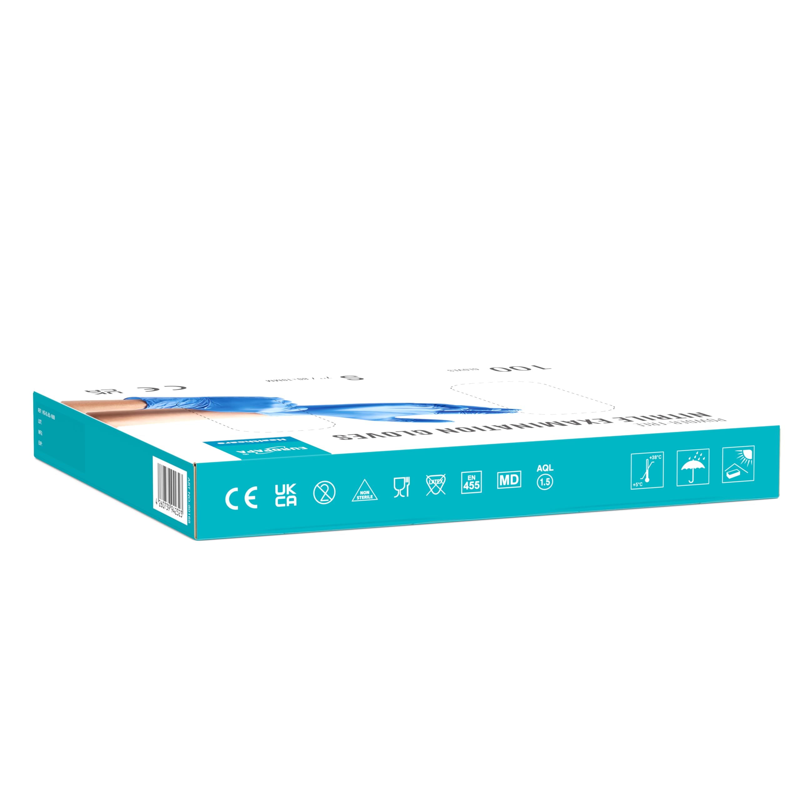 EUROPAPA® 2000 Stück (20x100) Nitrilhandschuhe Box Einweghandschuhe, Einmalhandschuhe, Untersuchungshandschuhe, puderfrei, ohne Latex, unsteril, latexfrei, disposible gloves (S, Ocean Blau)