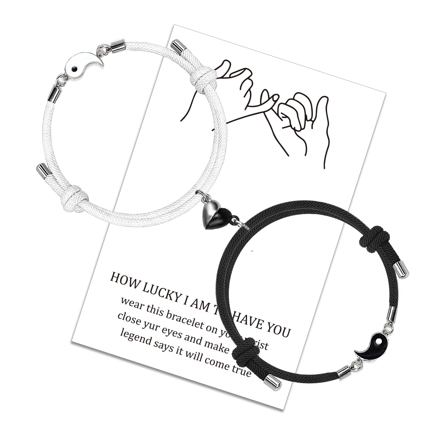 AzureRay Vriendschapsarmbanden, set van 2 gepersonaliseerde armbanden voor koppels en beste vrienden, verstelbare Yin-Yang-armband, cadeau-idee voor mannen en vrouwen
