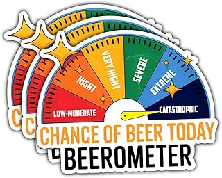 (3Pcs-3in) Chance of Beer Today Beerometer Stickers, Funny Drinking Vinyl Decals Gifts for Beer Lovers, Bartenders, Brewers, Friends, for Laptop, Water Bottle, Tumbler, Journals, Coolers, Scrapbooks