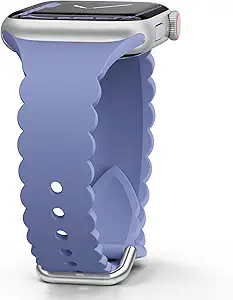 Sunnywoo Women's Lace Silicone Apple Watch Band, 38mm-45mm, Lavender Gray