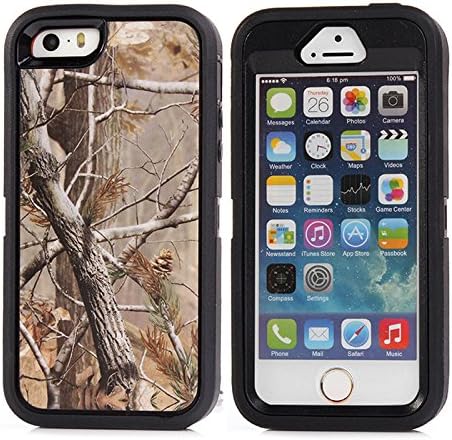 For Iphone 5 Case,Iphone 5s Case,Fivers(TM) Heavy Duty Case 3 in 1 Three Advantages Waterproof Dustproof Shakeproof with Forest Camouflage Desig Cell Phone Cases for Iphone 5/5s (Tree- Black)