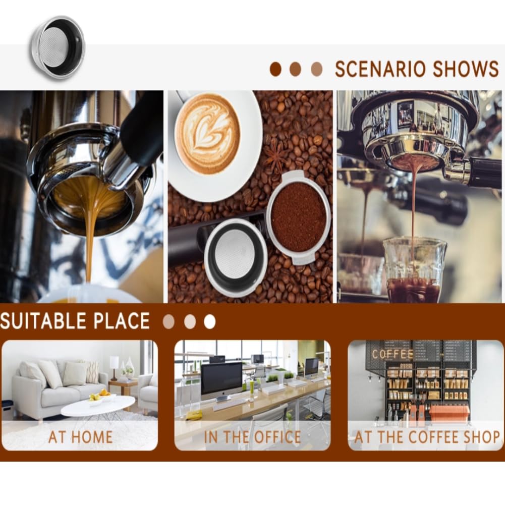 Cestello per Filtro Da Caffè, Tazze con Filtro Da Caffè Rimovibili, Accessorio per Filtro per Macchina Da Caffè in Acciaio Inossidabile per Ufficio in Casa(1)