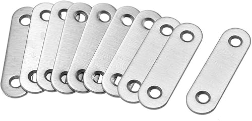 uxcell Placa de reparación, 2.244 in x 0.630 in, conector de soporte de esquina de fijación plana, paquete de 10