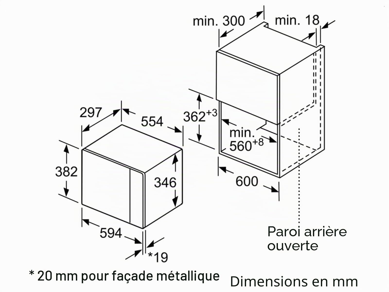Bosch Serie 6 BFL524MW0 Intégré - Micro-ondes (Intégré, Micro-ondes grill, 20 L, 800 W, Rotatif, Tactil, Blanc)