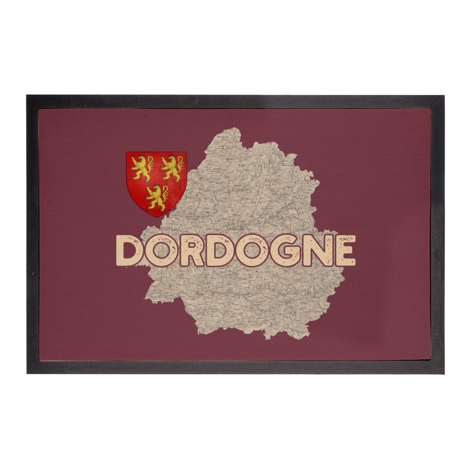 Paillasson rouge Dordogne 24 Périgueux carte ancienne rare tapis entrée original