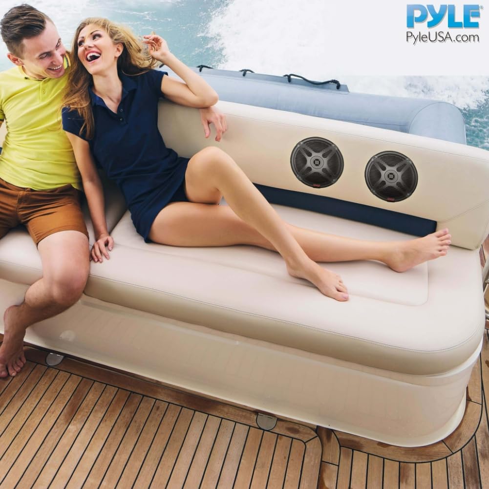 Kit Set para Pyle PLMRBT65B, 2 Altavoces Marinos coaxiales 2 vías con Bluetooth, 16,5 cm 6,5", 300 vatios RMS, 600 vatios máx., 4 ohmios, Resistentes Agua, Pareja + Cables y Tornillos gratuitos