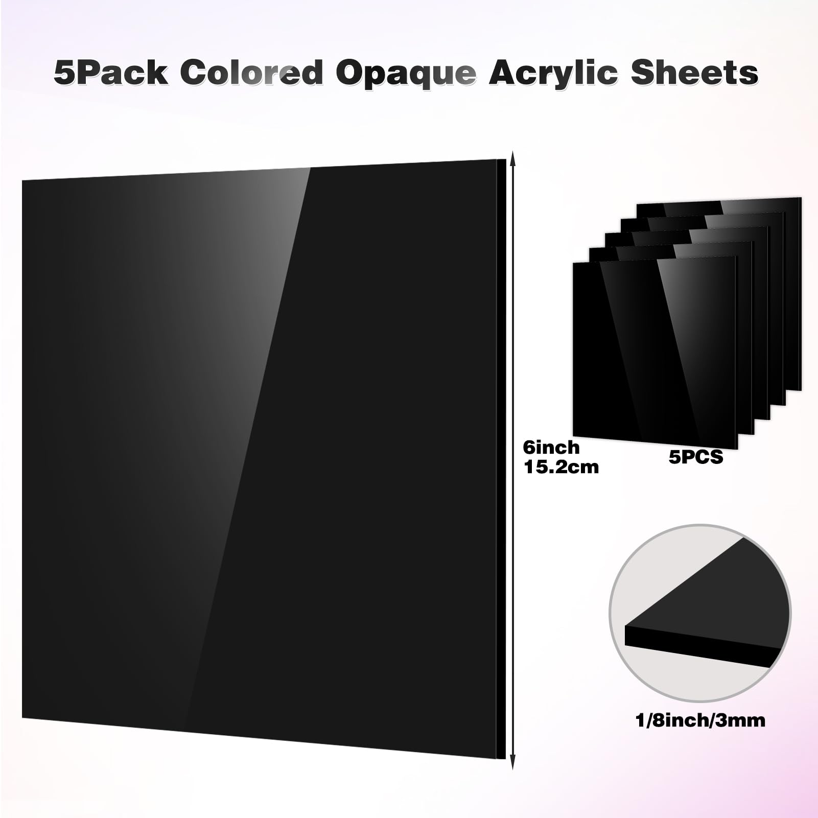 Black Acrylic Sheets for Laser Cutting - 5 Pack -2