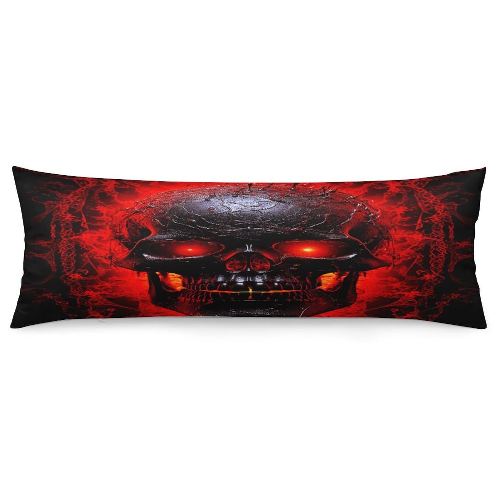 Body Pillow Pillowcase 19x53 Inch Black and Red Skull Print Body Pillow Cover with Hide Zipper Super Soft Cozy Long Pillow Case Rectangle Long Body Lumbar Cushion Case for Bedroom