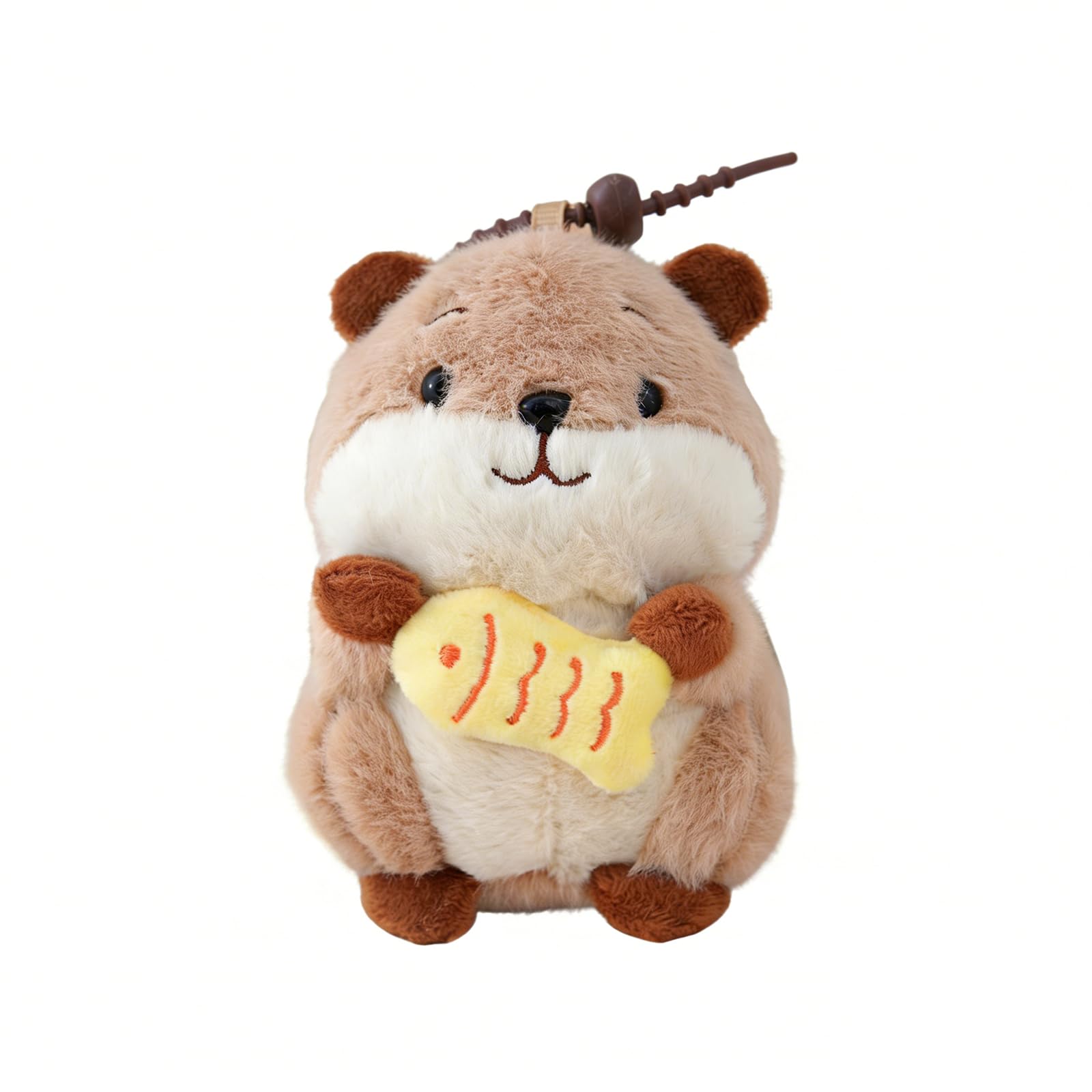 Litwlly Plush Hamster Keychain Cute Fluffy Hamster Purse Charm Backpacks Bags Car Key Ring Accessories for Women (Khaki)