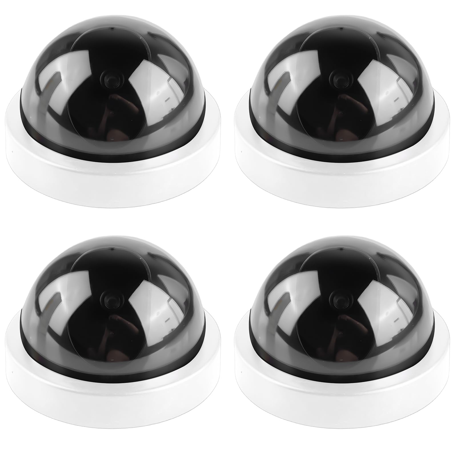 GOMETY Lot de 4 caméras factices avec LED rouge clignotante, caméra de sécurité factice réaliste, caméra CCTV factice, caméra dôme factice pour la surveillance à domicile et au bureau (Blanc)