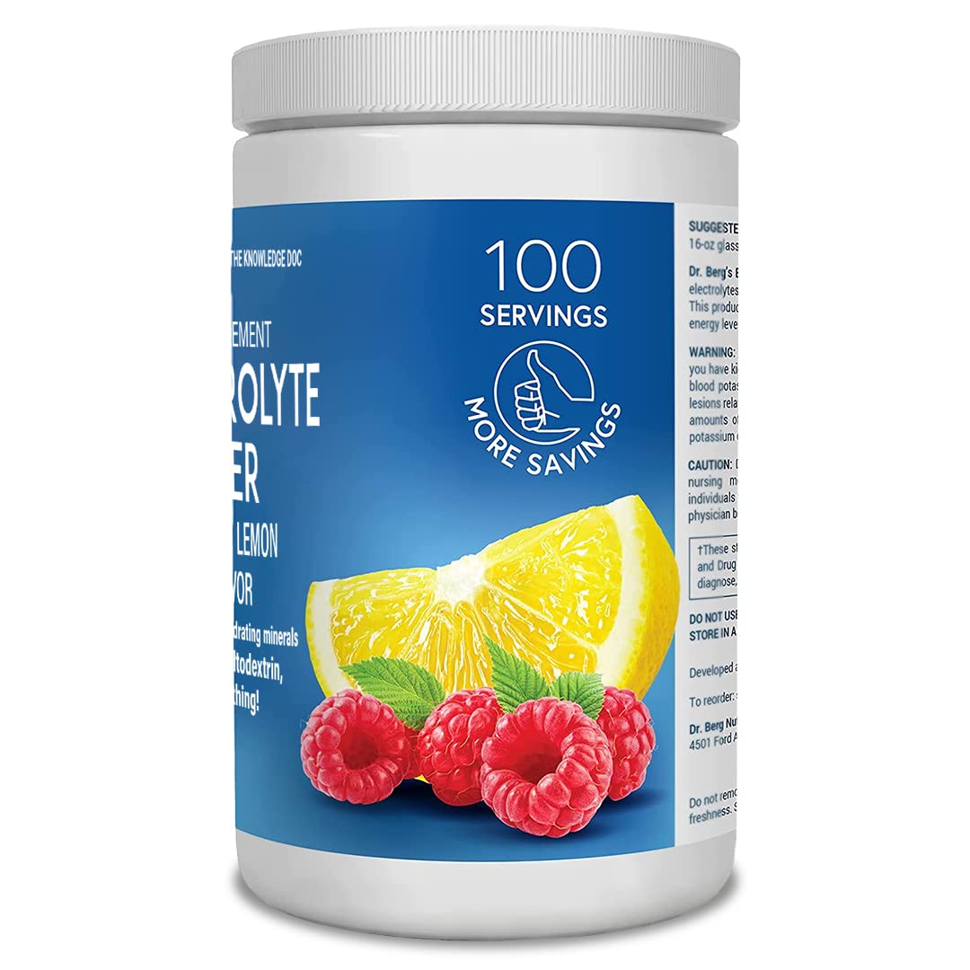 Buy Dr. Berg's Electrolyte Powder, Raspberry & Lemon Natural Flavor