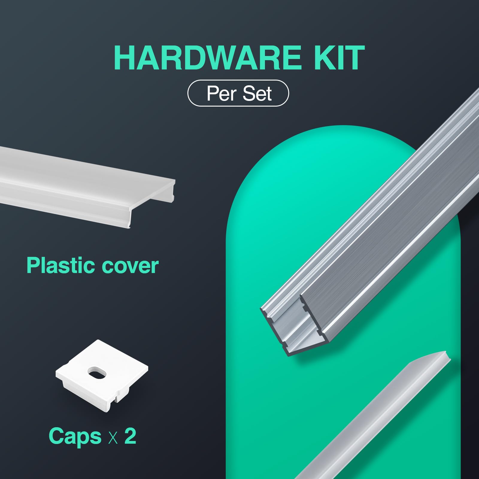 Profil aluminiowy LED do taśm LED 6 x 2 m, profil aluminiowy LED w kształcie litery U, 12 m, listwa LED, rozmiar 20 x 20 mm, do taśm LED o szerokości mniejszej niż 15 mm, z osłoną PC