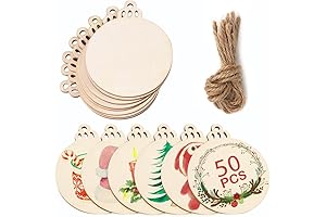 AerWo 3.5" Wooden Circles for DIY Christmas Ornaments