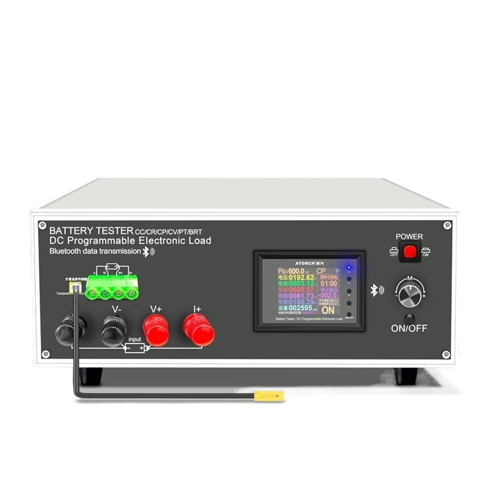 Tester baterii, 600W 200V 40A bateria litowa Tester pojemności miernik rozładowania kwasowo-ołowiowego 200V wewnętrzny miernik rezystancji