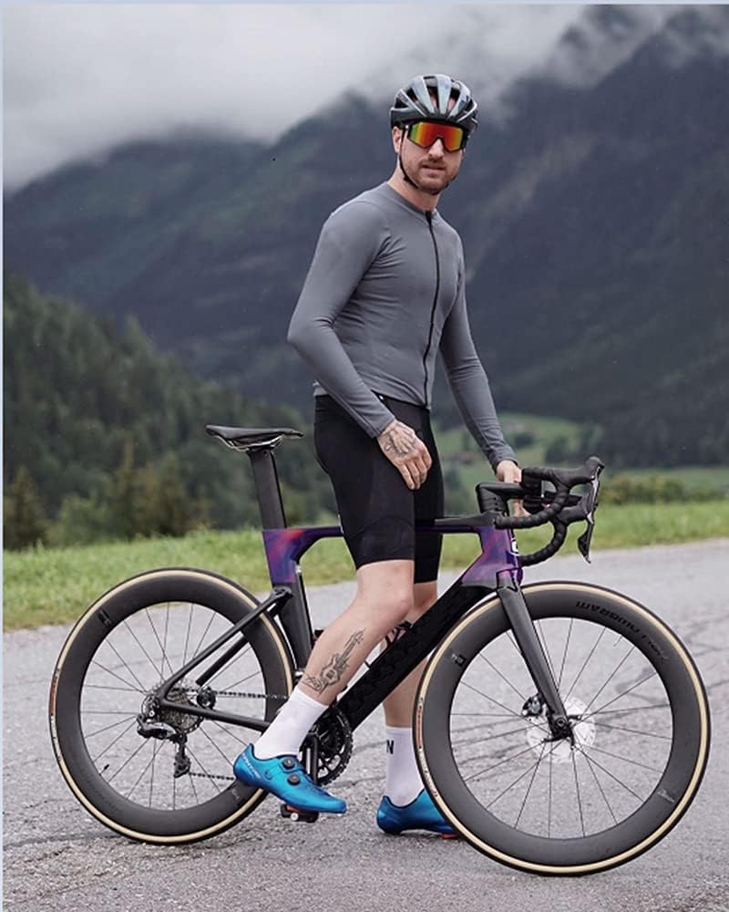 Men's Cycling Jerseys Long Sleeve Bike Biking Shirts Full Zip with Pockets Road Bicycle Clothing - Image 2