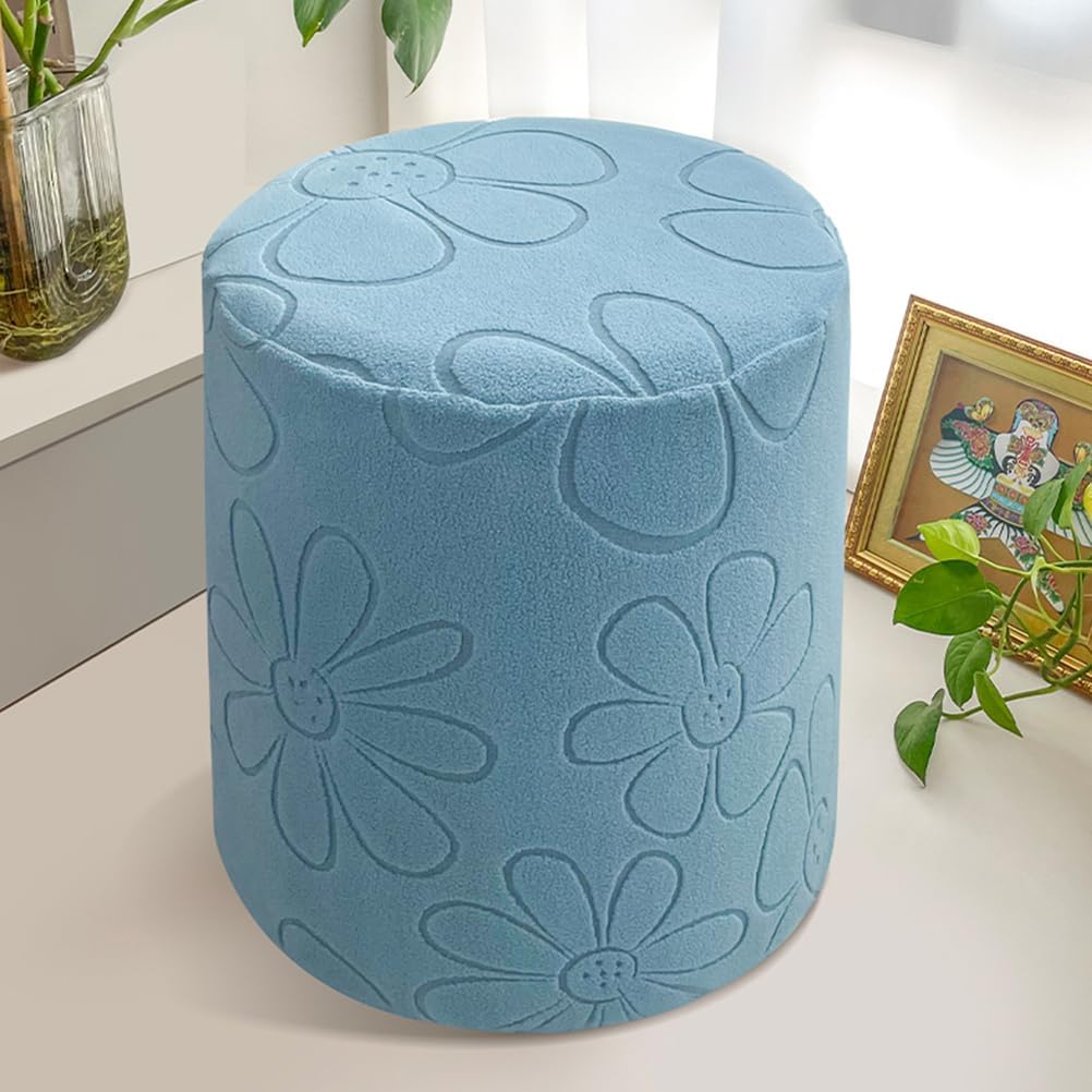 Green,D40cm*H40cm, Ottoman Cover Round Stretch Ottoman Slipcover Dustproof Soft Footstool Cover with Elastic Bottom Non-Slip Footstool Protector Cover for Bedroom Living Room Washable