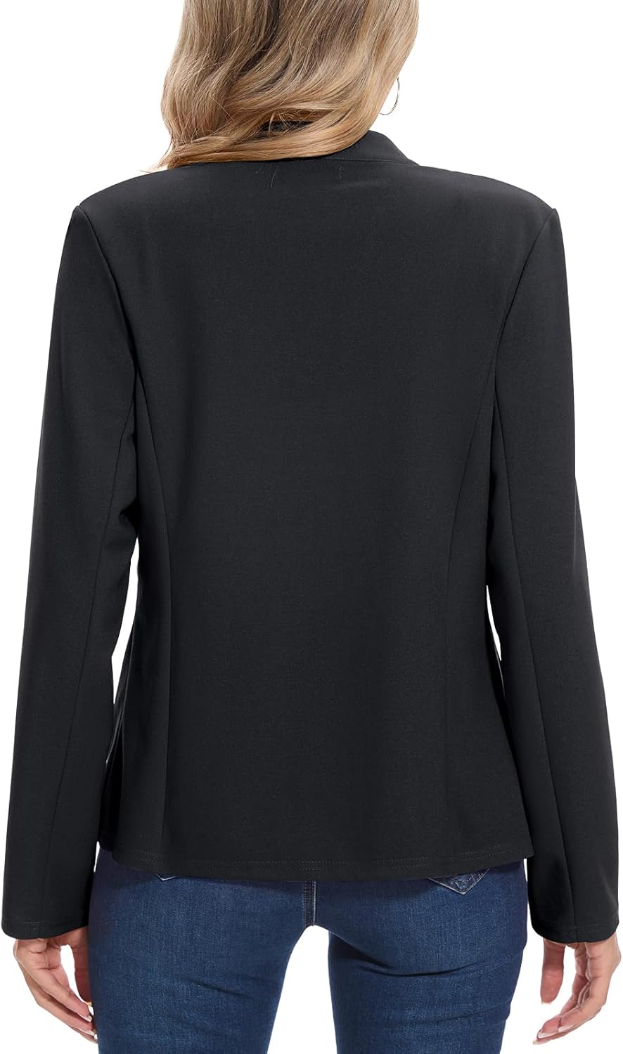 MINTLIMIT Womens Casual Blazers Notched Collar Two Button Suit Jacket Work Office Long Sleeve Blazer with Pockets,M,Black - Image 5