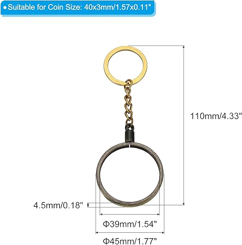 Miniatura 7 de PATIKIL Llavero con medallón redondo con llavero de metal para monedas AA Medallion, plateado