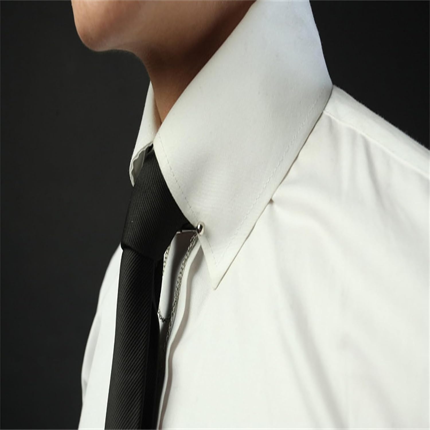 Men Tie Pins Shirt Collar Pin Double Chains Tassel 18K Gold Silver Black Brass Collar Bar Tie Stick Pin Suit Accessories Wedding Business Gift