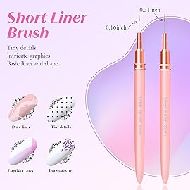 Liner Brush for Nails, 5Pcs Thin Nail Art Brushes Professional Nail Detail Brush for Gel Polish Sizes 4/8/12/20/25mm (Pink)