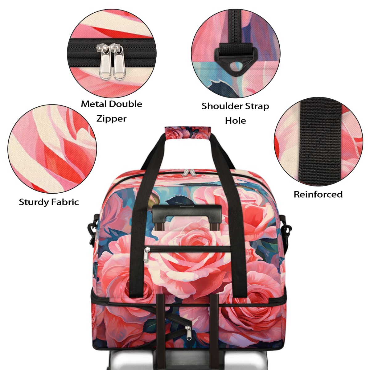 Borsone da viaggio pieghevole da viaggio espandibile con scomparto per scarpe, borsa da weekend di grande capacità, borsa da viaggio per viaggi, sport, viaggi notturni