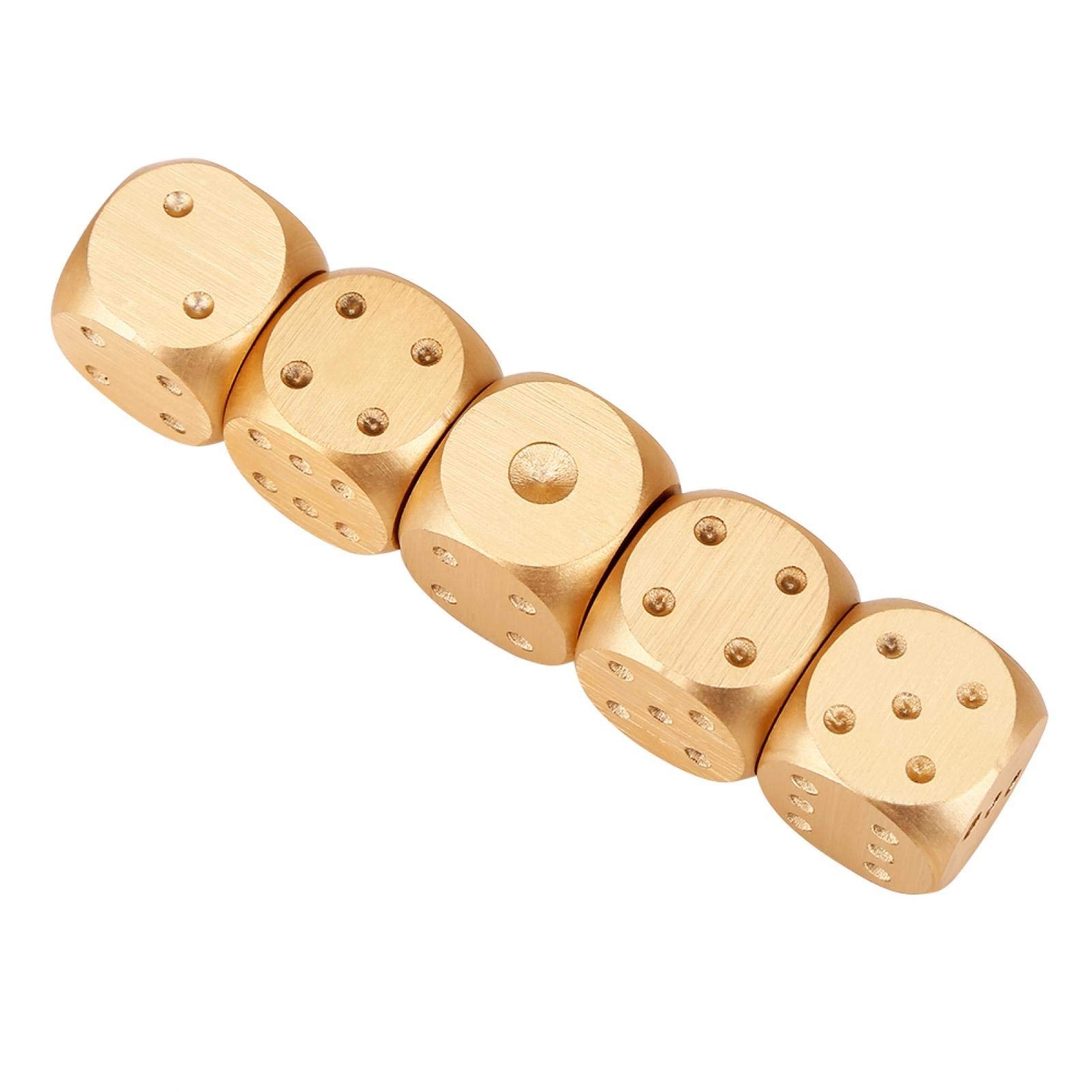 Dadi da gioco da tavolo, 5 dadi da gioco da tavolo in lega di alluminio Set di dadi da gioco con scatola di immagazzinaggio(Piazza d'oro)