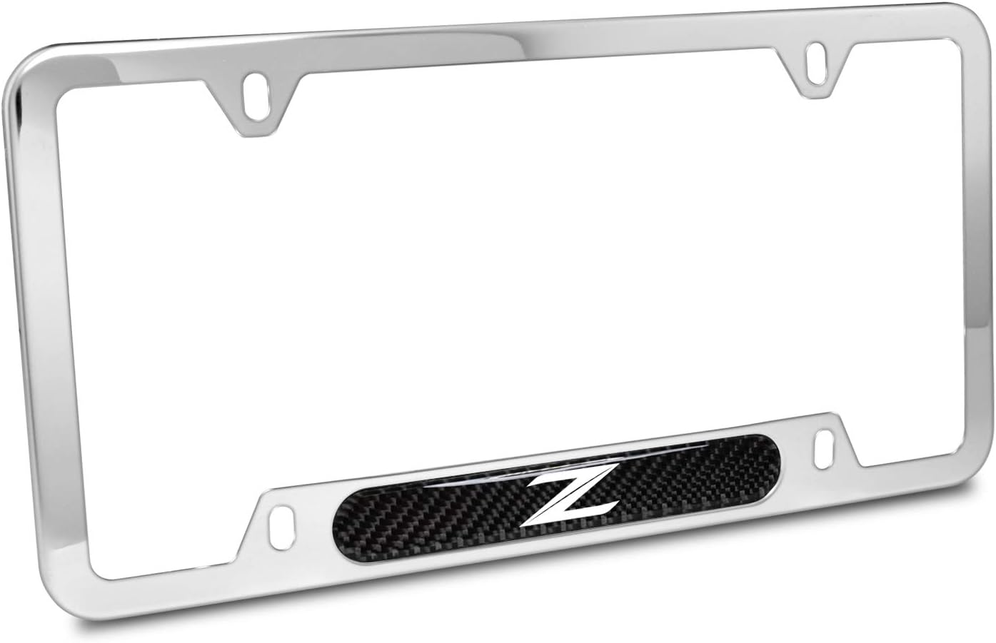 iPick Image for - Nissan 370Z Z Logo Real Carbon Fiber Nameplate Chrome Stainless Steel License Plate Frame
