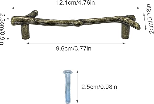 Miniatura 2 de Pomos de cajón con ramitas de árbol, pomos vintage para puerta de aparador, tiradores de aleación de zinc para muebles, armarios, armarios, manijas