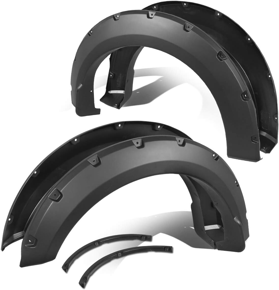 DNA Motoring WF-F150-96-MBK Pocket-Rivet Fender Wheel Flares 4Pcs/Set Compatible with 15-17 F-150 67.1" 78.9" 97.6" Fleetside Beds