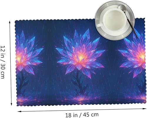 Miniatura 2 de Rectangular Placemats Set of 4, Heat Resistant Crystal Giant Flower Printed Kitchen Dining Table Mats
