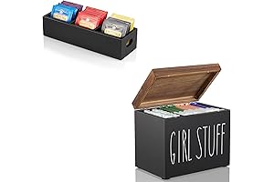 Stylish and Convenient: Black Wooden Tea Bag Holder and Tampon Organizer for Bathroom