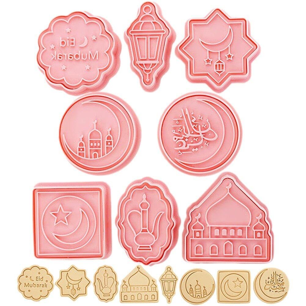 Lpitoy Eid Mubarak Cookie Mold 8pcs Ramadan Kareem Cookie Cutter Plastic Islam Muslim Diy Cake Baking Tool Dessert Supplies