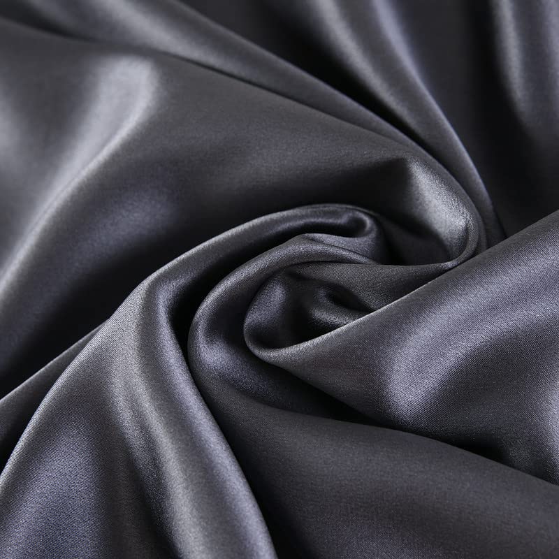 townssilk Federa di seta,100% naturale seta di gelso 19momme,doppia faccia,benefica per capelli e pelle,federa seta cuscino,ipoallergenica,cerniera nascosta,600 fili,1 pz,50x80cm,Darkgrey