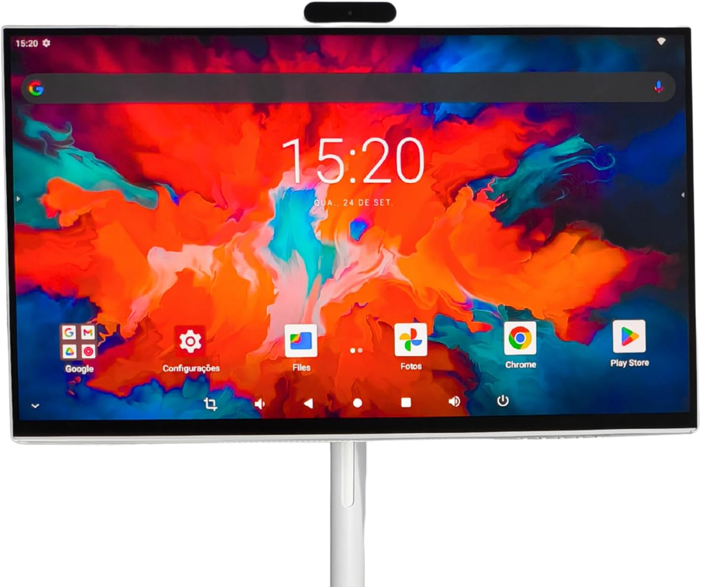 Monitor 27 Polegadas Touchsrcreen Full HD Com Pedestaal Para Apresentações Reuniões Quiosques Tela Interativa com Conexão sem Fio Wi-Fi Bluetooth e Possui Controle de Voz
