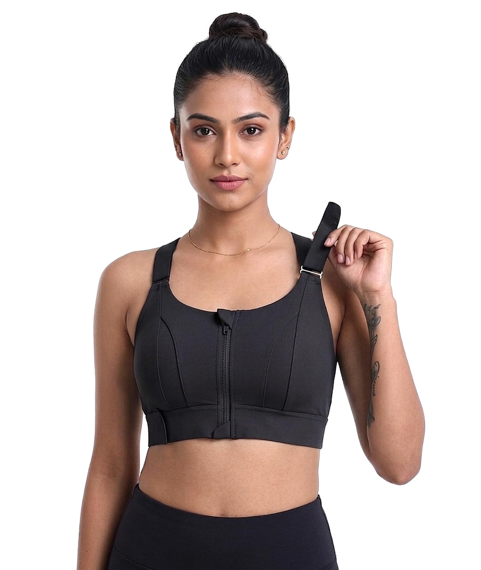 Women Padded Velcro Adjustable Super Supportive Sport Bra Workout Fitness Crop Tank Tops Zip Up Front Closure Sports Bras Breathable Comfortable-picture-33