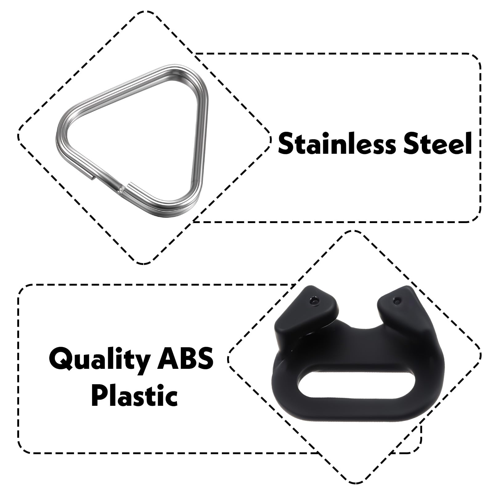 Yuanchu 6 pièces Anneaux divisés en triangle en acier inoxydable, compatible avec l'adaptateur de sangle pour appareil photo, anneau à ergot avec bague en plastique pour sangle d'épaule pour appareil
