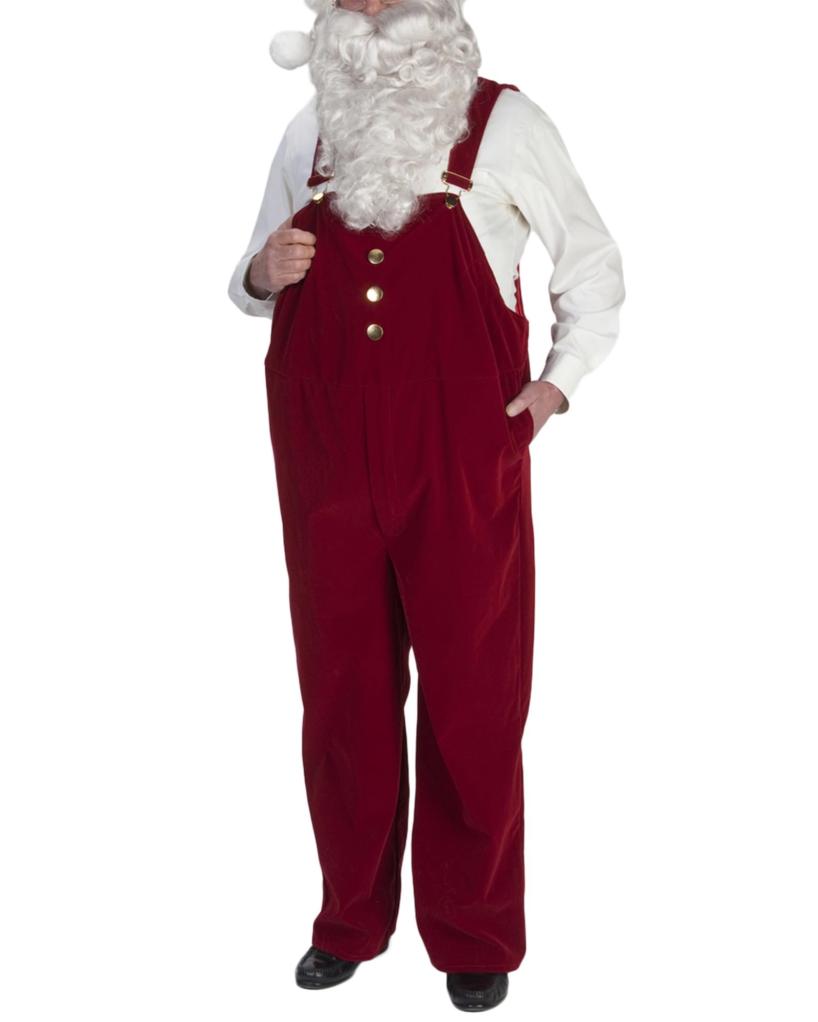 Kfsghdnz Men Christmas Santa Claus Costume Overalls Adult Outfit Suspender Jumpsuit Festival Bib Pants Loose Fit Cosplay Dungarees (Dark Red A, M)