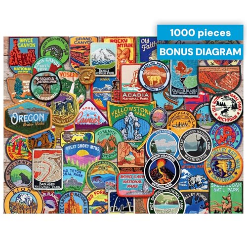 Buffalo Games - Lewis T. Johnson - National Park Patches - 1000 Piece Jigsaw Puzzle for Adults -Challenging Puzzle Perfect for Game Nights - Finished Size is 26.75 x 19.75