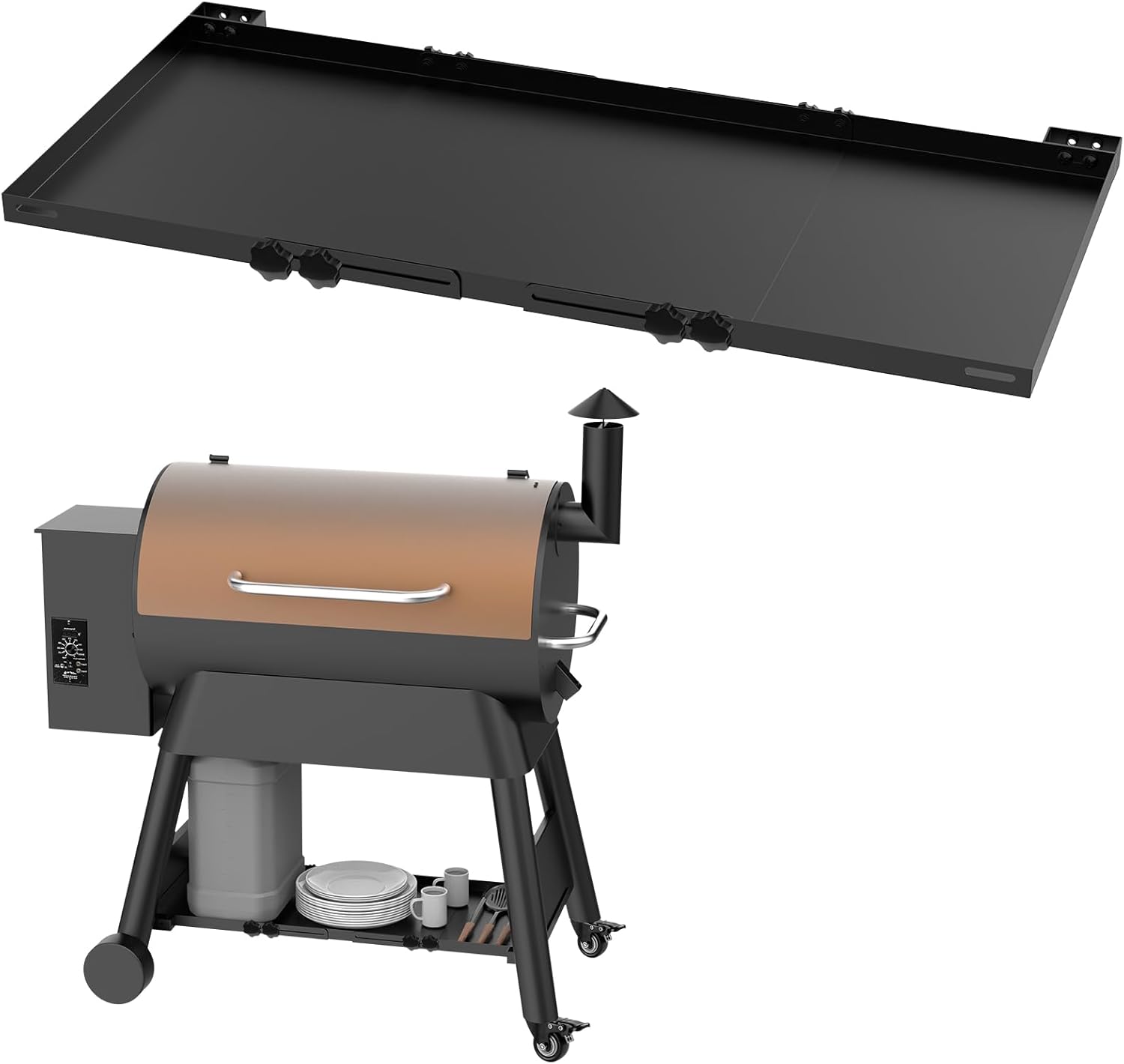 Adjustable Grill Bottom Shelf for Traeger Pro 34, Pro 780 and Ironwood 885 Series, Pellet Grill Storage Shelf for Traeger Pellet Grill, Grill Accessories for Traeger to Add More Storage Space
