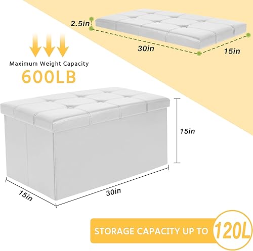 Miniatura 3 de ECOMEX Banco otomano de almacenamiento plegable para sala de estar, otomana de almacenamiento plegable y banco de entrada, banco de almacenamiento