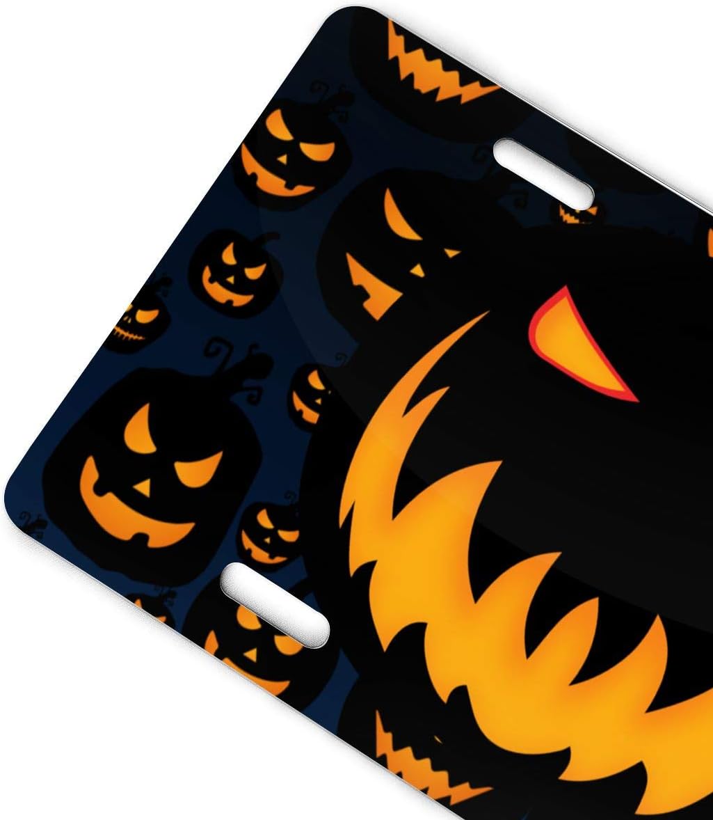Halloween Pumpkin License Plate Decorative Car Front License Plate,Vanity Tag,Metal Car Plate,Aluminum Novelty License Plate for Men/Women/Boy/Girls Car 6x12 Inch : Automotive