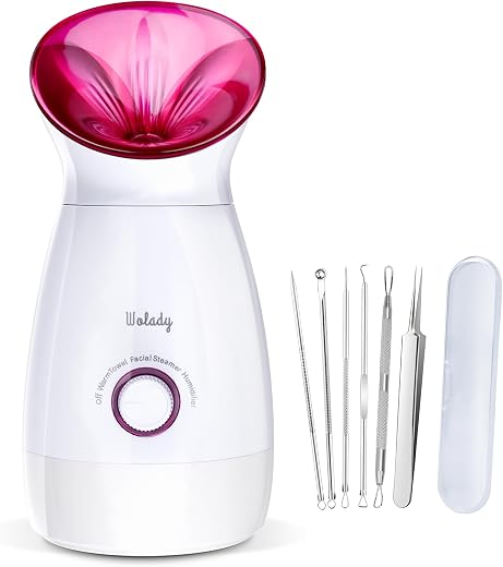 Wolady Facial Steamer Large 3-in-1, Towel Warmer &amp; Humidifier Mode, Nano-Ionic Face Steamer with Skin Care Tools, Facial P...