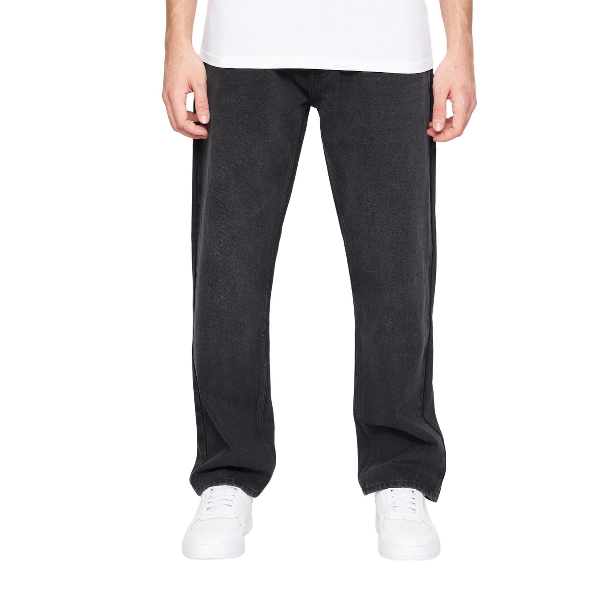 Crosshatch Black Wash Tillman Baggy Jeans - W34 L30