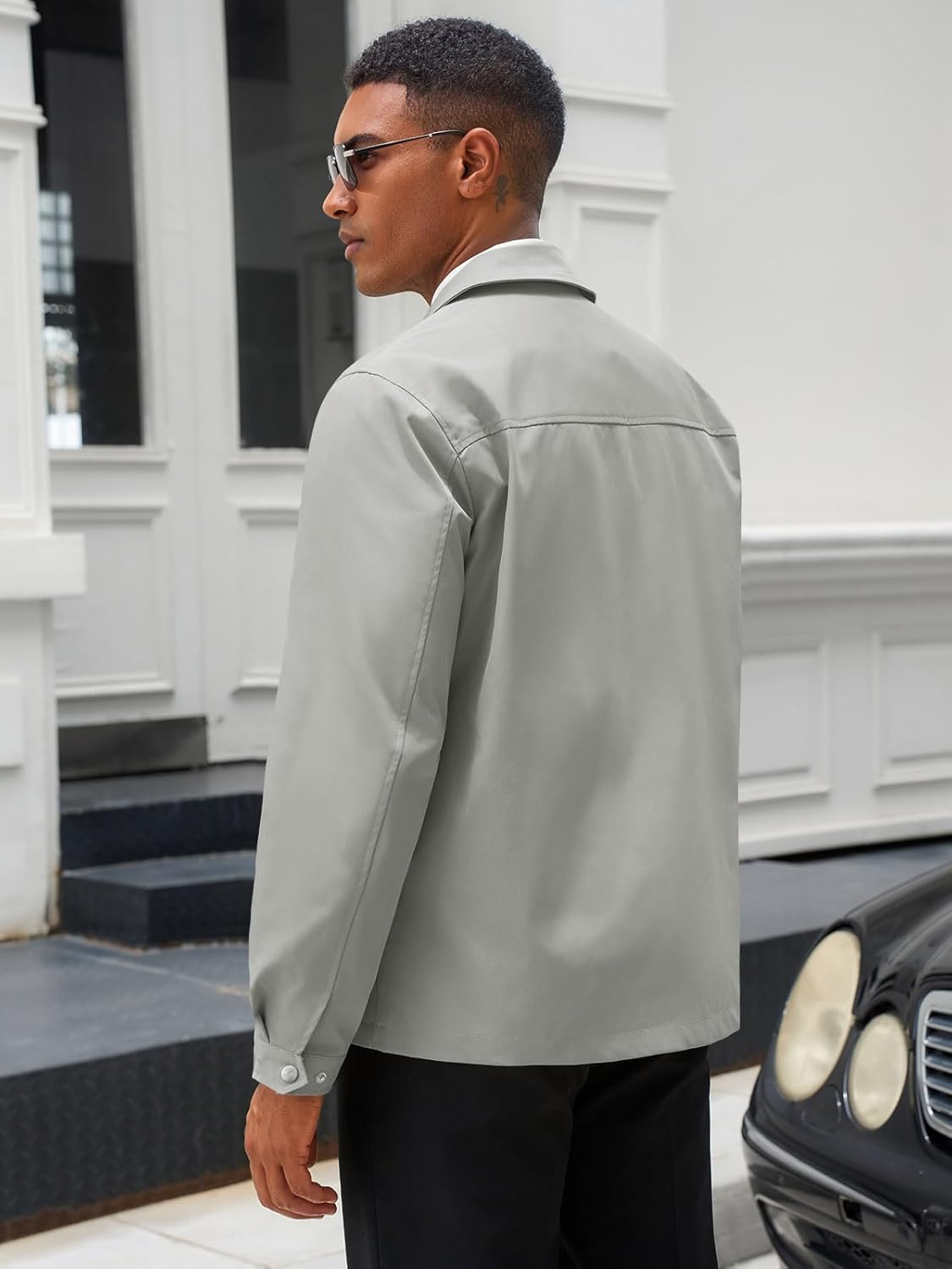 Runcati Mens Lightweight Jackets Full Zip Business Casual Windbreaker Fall Golf Coat Jacket with Pockets - Image 3